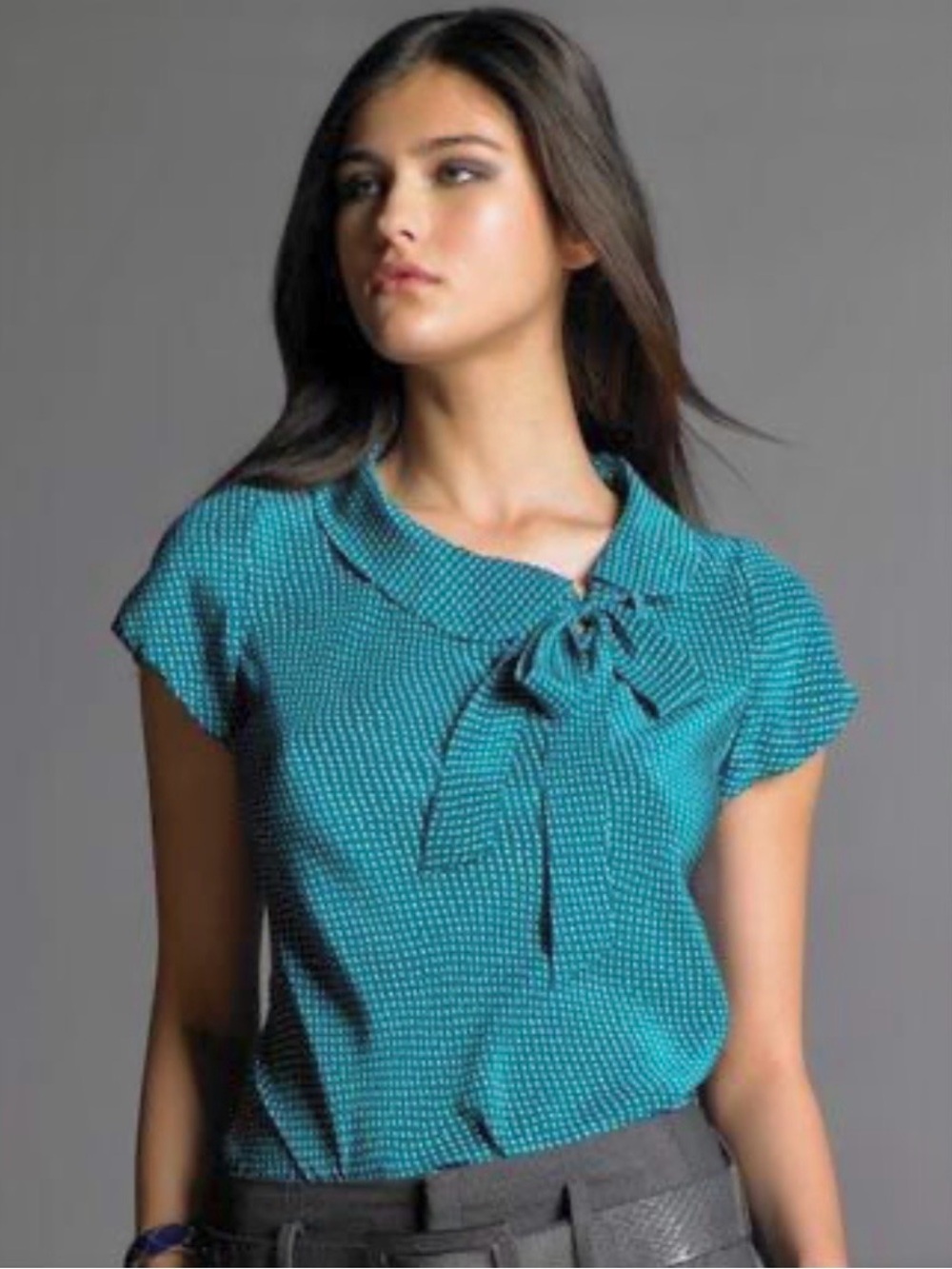 Banana Republic teal silk blouse